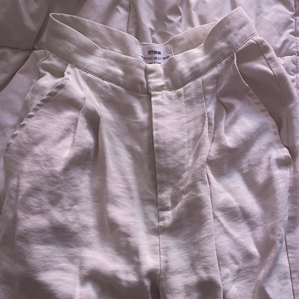 Casual Professional White Linen Pants